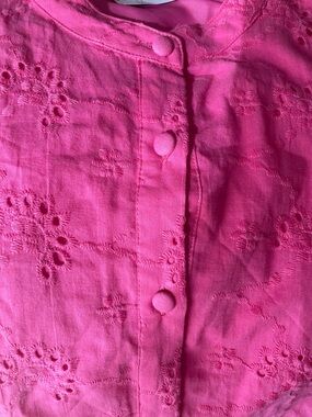 Cottagecore cotton dress Pink Eyelet Belted size 22/24 Ashley Stewart Office